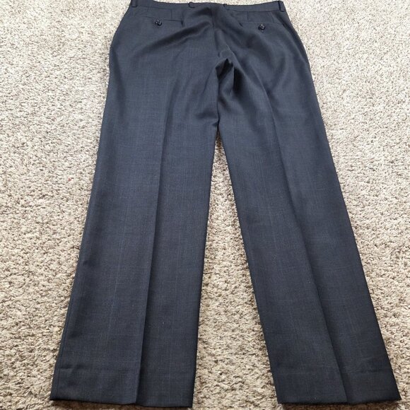 Lauren Ralph Lauren Dress Pants Mens 34x32 Blue Poly Blend Plaid Trousers Flaw* - Picture 6 of 7